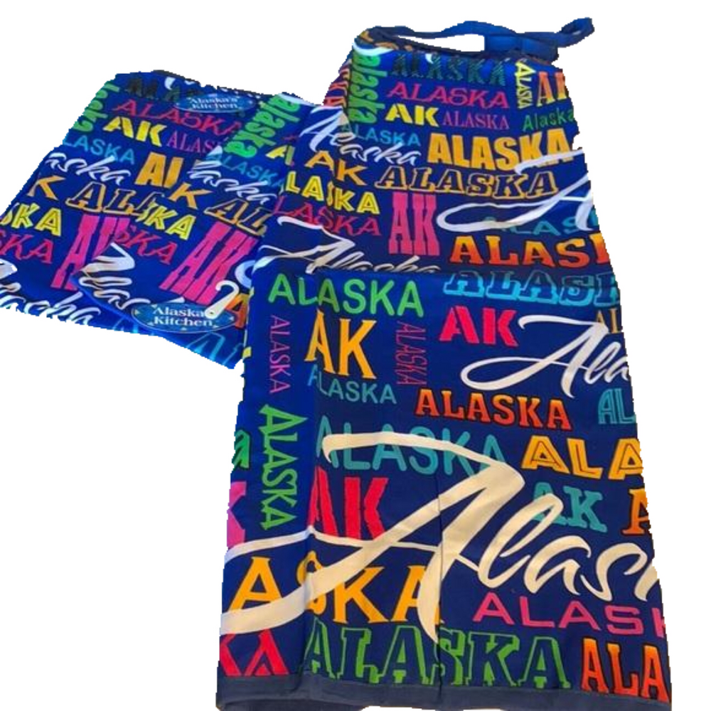 3 Alaska souvenir aprons or one for seven -message to buy individually